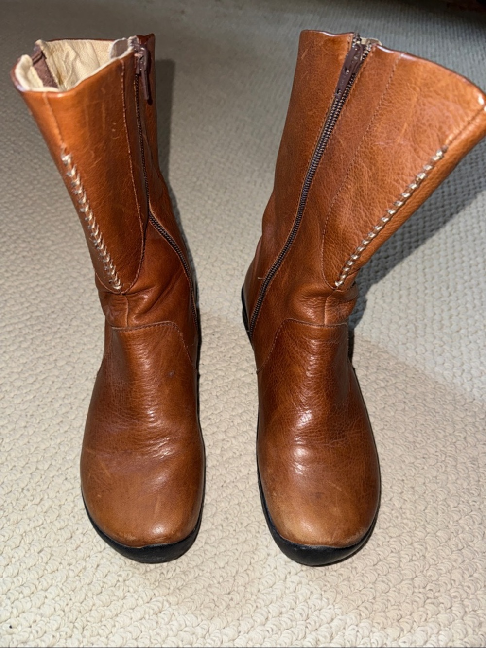 Keen—Brown Leather Mid-Calf Zip Boots—sz8